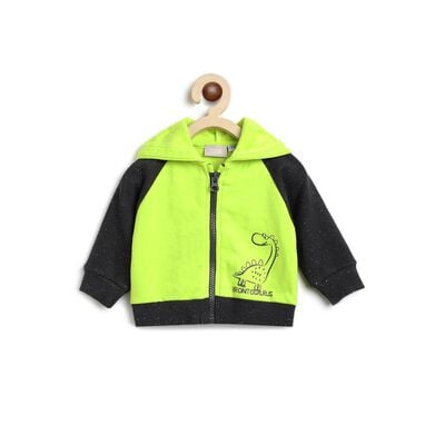 Boys Medium Green Fleece Cardigan with Hood